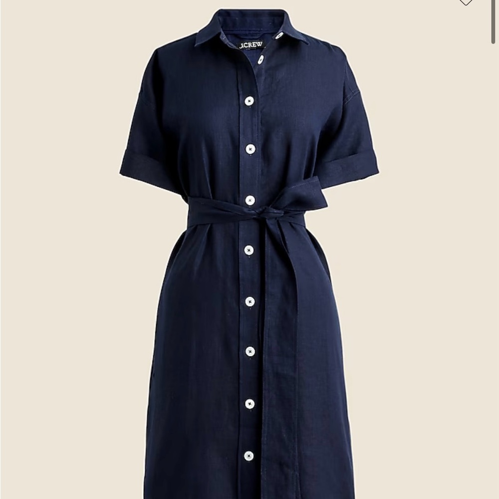 J. Crew Dark Blue Midi Dress with Buttons